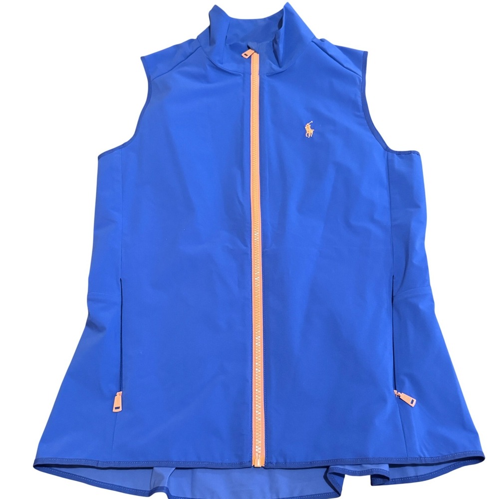Polo Golf Ralph Lauren Womens Blue Orange Zip Water Repellent Vest‎ Keeneland M
